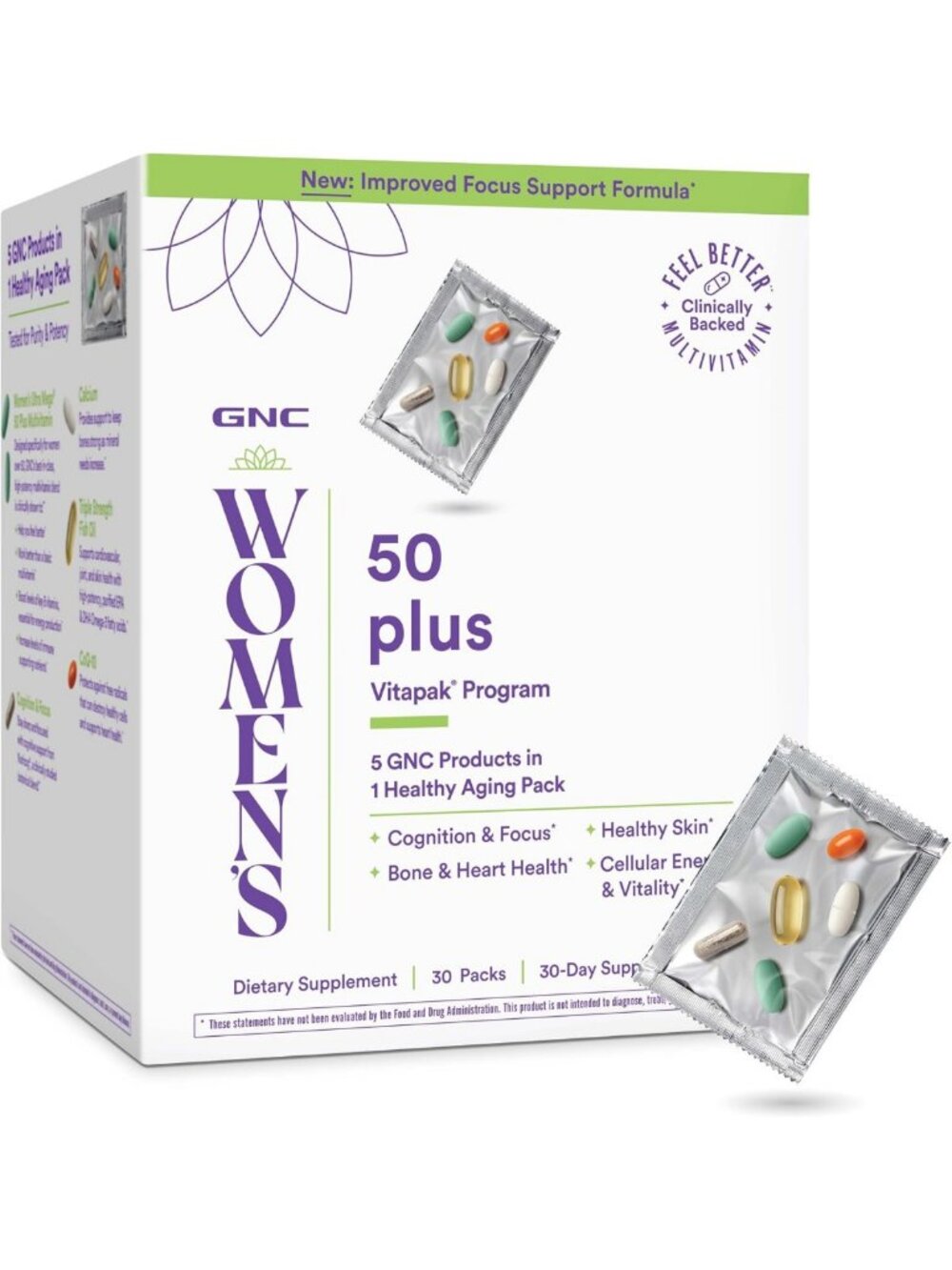 Women's 50+ Daily Vitamin Packets, 5-in-1 Nutritional Support, 30 Count